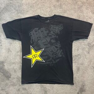 Fox Racing T Shirt Men Large Black Rockstar Energy Motocross Graphic Tee